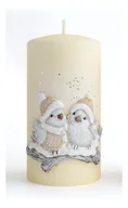 Oświetlenie świąteczne - SWIECE ARTMAN Boże Narodzenie Świeca ozdobna Ptaszek Karolek walec średni kremowy 1szt - miniaturka - grafika 1