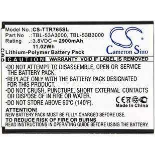 Cameron Sino TP-Link M7650 TBL-53A3000 2900mAh 11.02Wh Li-Polymer 3.8V Cameron Sino) CS-TTR765SL - Akcesoria do kas i terminali - miniaturka - grafika 1