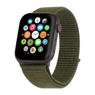 Akcesoria do smartwatchy - Nylonowy pasek do zegarka Apple Watch Series 6 44 mm w kolorze ciemnozielonym, regulowany, elastyczny pasek sportowy z tkaniny, odpowiedni do zegarka iWatch - miniaturka - grafika 1