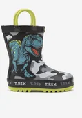 Kalosze damskie - Czarne Kalosze w Dinozaury Diolenda - miniaturka - grafika 1