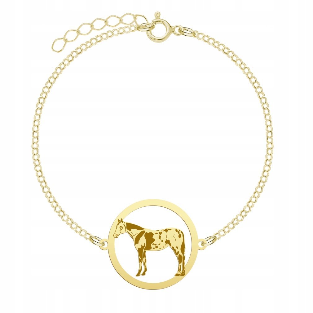Bransoletka Złota Koń Appaloosa 925 Łańcuszek Biżuteria GRAWER GRATIS