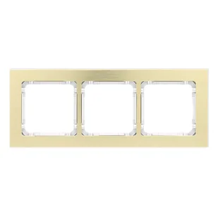 Karlik Ramka potrójna Deco metal - mosiądz szczotkowane, biały - Klawisze i ramki - miniaturka - grafika 1
