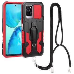 Dla Infinix Note 10 Pro Armor Warrior Odporny na wstrząsy komputer + smycz TPU Etui na telefon Czerwony - Etui i futerały do telefonów - miniaturka - grafika 1