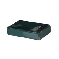 Mydelniczki i dozowniki mydła - Mydelniczka Eryn 11,5 x 8,5 x 3 cm zielono-złoty - miniaturka - grafika 1