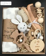 Gryzaki dla dzieci - Prezent Dla Noworodka Gotowy W Pudełku Z Okienkiem Gryzak Grzechotka Na Chrzest - miniaturka - grafika 1