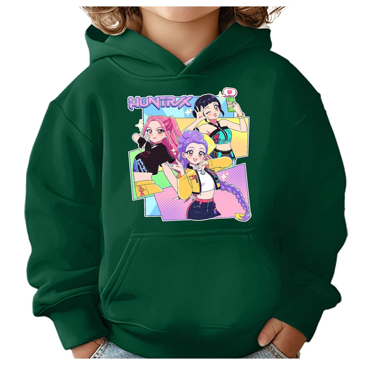 BLUZA DZIECIĘCA K-POPOWE ŁOWCZYNIE DEMONÓW HUNTRIX 122-128 Z KAPTUREM