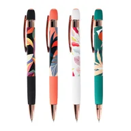 Długopisy - Długopis żelowy automatyczny niebieski Strigo Floral metalowa obudowa - miniaturka - grafika 1