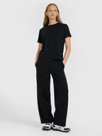 Koszulki i topy damskie - T-shirt z prążkowanej dzianiny z modalem damski 4F 4FRAW25TTSHF3282-21S Czarny L - miniaturka - grafika 1