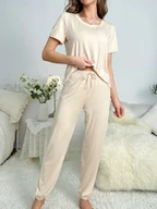 Komplety damskie - Zestaw damskiej odzieży domowej - Beżowy S - miniaturka - grafika 1