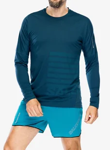 Bluza do biegania Salomon Sense Aero LS Tee GFX - deep dive - Bluzy sportowe męskie - miniaturka - grafika 1