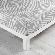 Prześcieradła - Biało-szare bawełniane prześcieradło z gumką 160x200 cm Botania – douceur d'intérieur - miniaturka - grafika 1