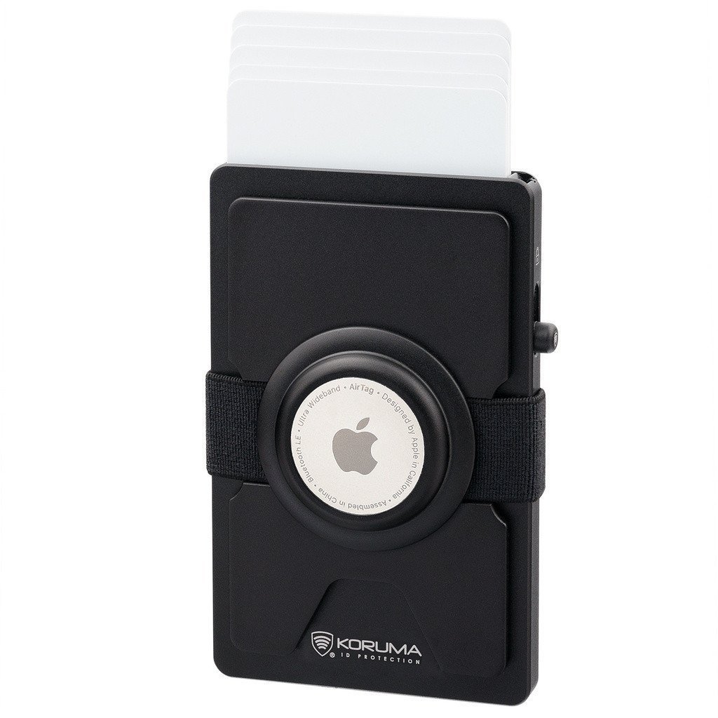 Aluminiowe etui z wysuwanymi kartami i miejscem na AirTag od Apple czarny Uniwersalny