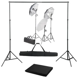 vidaXL Lampa studyjna Fotograficzny zestaw studyjny z lampami i tłem 3055124 - Lampy studyjne - miniaturka - grafika 1