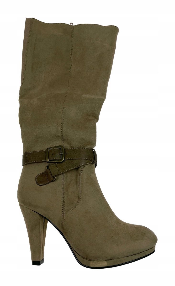 Beżowe kozaki na obcasie TwoLips 36