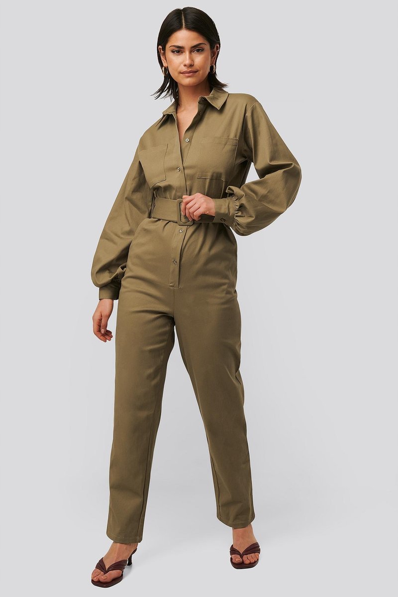 NA-KD KOMBINEZON DAMSKI KHAKI KLASYCZNY 34 CAG