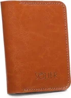 Portfele - Solier Cienki skórzany męski portfel z bilonówką SOLIER SLIM JASNY BRĄZ - miniaturka - grafika 1