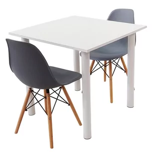 Zestaw stół Lugano 80 biały i 2 krzesła Milano grafitowe - Stoły z krzesłami - miniaturka - grafika 1