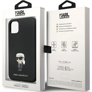 Karl Lagerfeld KLHCN61SMHKNPK iPhone 11 / Xr 6.1" czarny/black Silicone Ikonik Metal Pin - Etui i futerały do telefonów - miniaturka - grafika 8