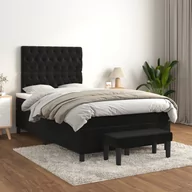 Łóżka - vidaXL Łóżko kontynentalne z materacem, czarne, 120x200 cm, aksamit - miniaturka - grafika 1