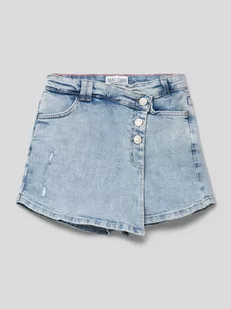 Szorty jeansowe o kroju regular fit z asymetryczną listwą guzikową - Spodnie i spodenki dla dziewczynek - miniaturka - grafika 1