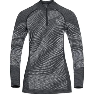 Odlo Damska koszulka z długim rękawem Bl Top Turtle Neck L/S Half Zip Blackcomb Eco - Koszulki i topy damskie - miniaturka - grafika 1