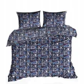 Pościel - pościel z bawełny płaskiej 200x220 + 2 poszewki B 90-1 serca zaw niebieskie - miniaturka - grafika 1