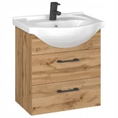 Szafki łazienkowe - Szafka Łazienkowa Pod Umywalkę Z Umywalką Wisząca Wotan Czarne Uchwyty 50cm - miniaturka - grafika 1