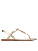 Sandały damskie - Tommy Hilfiger Sandały Leather Thong Sandal Gold FW0FW09331 Złoty - miniaturka - grafika 1