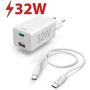 Hama Ładowarka sieciowa Mini 32W PD Qualcomm QuickCharge + kabel USB-C - Ładowarki do telefonów - miniaturka - grafika 1