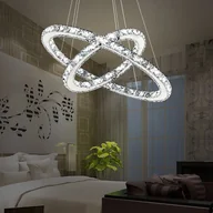 Lampy sufitowe - LZQ 48W LED Crystal Design Lampa wisząca Lampa sufitowa Lampa wisząca Kreatywny żyrandol Dwa pierścienie Zimno-biały żyrandol [Klasa energetyczna A++] - miniaturka - grafika 1