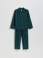 Skarpetki dla dzieci - Reserved - Bawełniana piżama w kratę - ciemnozielony - miniaturka - grafika 1