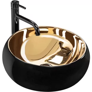 Umywalka nablatowa Rea Luna black/gold- Dodatkowo 5% rabatu na kod REA5 - Umywalki - miniaturka - grafika 1