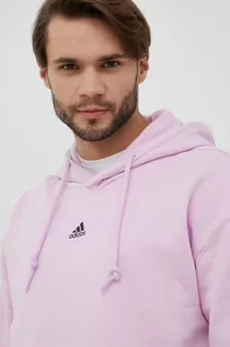 Bluzy męskie - adidas Performance bluza męska kolor różowy z kapturem gładka - grafika 1
