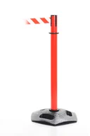 Pachołki i taśmy ostrzegawcze - Pachołek/słupek plastikowy Heavy Duty z rozwijaną taśmą odgradzającą, ostrzegawczą. (Taśma 2,3 m) - miniaturka - grafika 1