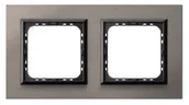Klawisze i ramki - Ospel Ramka  podwójna SONATA metal 4mm - satyna/czarna - miniaturka - grafika 1