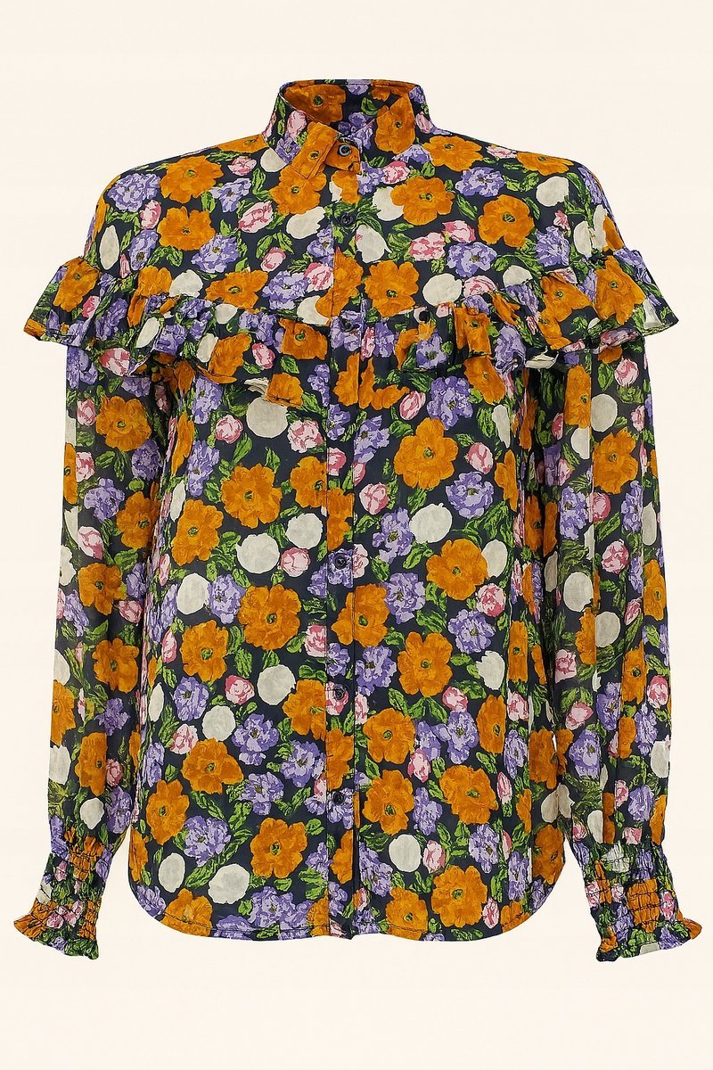 ONLY Bluzka Damska Kwiatowa z Falbankami –Rozmiar S