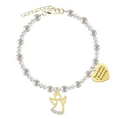 Biżuteria dla dzieci - I KOMUNIA ŚWIĘTA Bransoletka z Aniołem srebro pozłacane - miniaturka - grafika 1