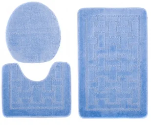 Niebieski antypoślizgowy komplet dywaników w kratkę R8-W42 - Dywaniki łazienkowe Niebieski antypoślizgowy komplet dywaników w kratkę R8-W42 - Dywaniki łazienkowe - miniaturka - grafika 1