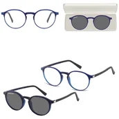 Okulary korekcyjne, oprawki, szkła - Okrągłe okulary pod korekcję z polaryzacyjną nakładką przeciwsłoneczną CLIP-TRC-192B-1 - miniaturka - grafika 1