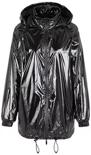 Kurtki damskie - Armani Exchange Damska limitowana edycja We Beat As One Glossy Nylon Coat Rain Jacket, czarny, XL - grafika 1