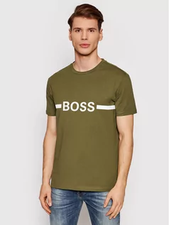 Koszulki męskie - Hugo Boss T-Shirt Rn 50437367 Zielony Slim Fit - grafika 1