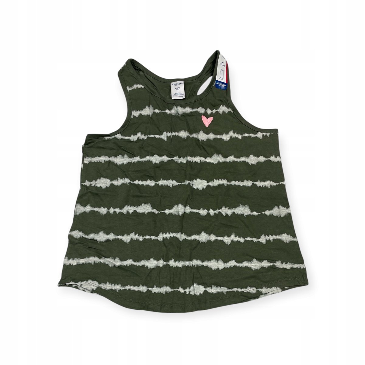 Dziewczęcy top ARIZONA - khaki w paski, serduszko, rozmiar M (10/12 lat)