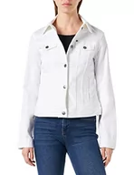 Kurtki damskie - Armani Exchange Damska kurtka jeansowa, kolorowa, zapinana na guziki, z przodu kieszenie, biała, bardzo duża, biały, XL - miniaturka - grafika 1