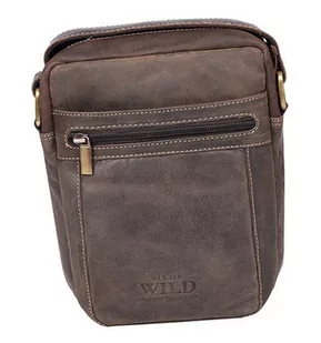 Niewielka, dwukomorowa listonoszka męska ze skóry naturalnej — Always Wild - Torebki damskie - miniaturka - grafika 1