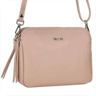 Torebki damskie - Modna skórzana listonoszka VEZZE róż pudrowy - miniaturka - grafika 1