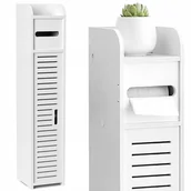 Szafki łazienkowe - SZAFKA ŁAZIENKOWA AŻUROWA BIAŁA STOJĄCA SŁUPEK REGAŁ PÓŁKA NA PAPIER 80 cm - miniaturka - grafika 1