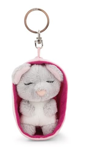 NICI 63166 Sleeping Pets brelok myszka w koszyczku, wierny pluszowy towarzysz do plecaka, torby, zawieszka na klucze dla małych i dużych, 8 cm, wielokolorowy