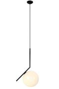 Lampy sufitowe - KingHome Lampa wisząca HALM MD10563-1-200T.BLACK czarna oprawa z mlecznym kloszem MD10563-1-200T.BLACK - miniaturka - grafika 1