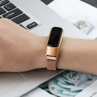 Bransoleta Milanese pasek Alogy stal nierdzewna do Samsung Galaxy Fit 2 SM-R220 Złota - Akcesoria do smartwatchy - miniaturka - grafika 8