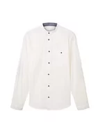 Koszule męskie - TOM TAILOR Męska koszula slim fit ze stójką, 10332 – Off White, XL - miniaturka - grafika 1